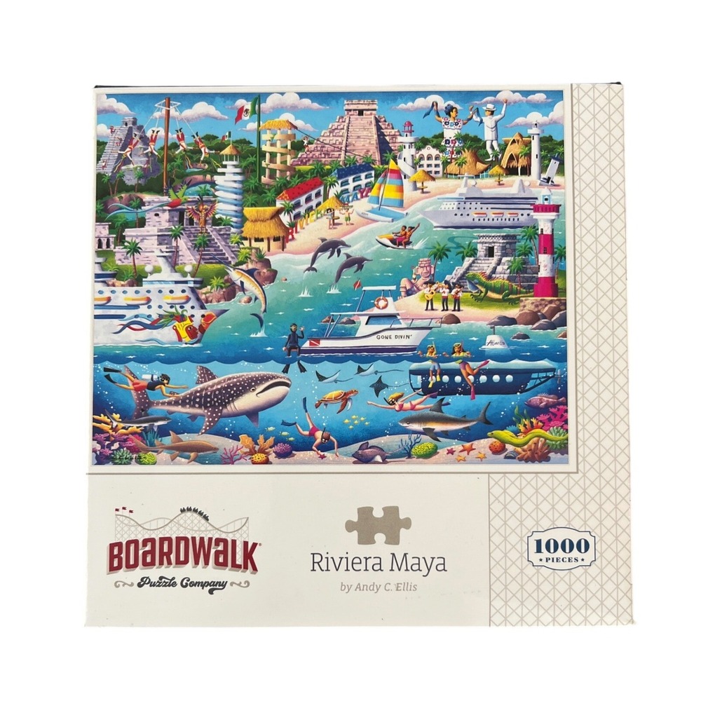 Boardwalk Puzzle Co Riviera Maya 1000 Piece Jigsaw Puzzle Andy C Ellis Complete